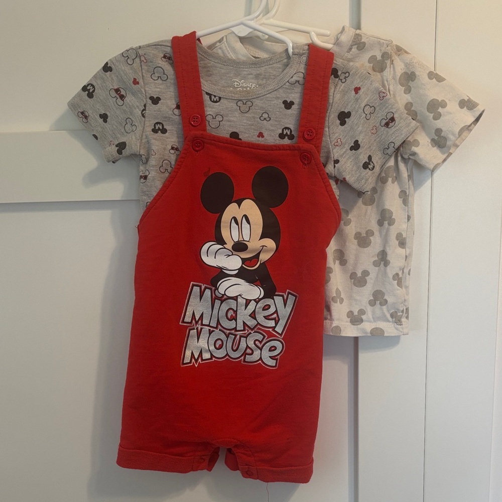 Disney Baby Red Mickey Mouse Romper with (2) Shirts